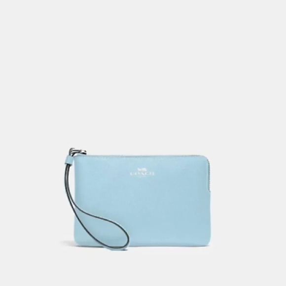 Coach Corner Zip Wristlet Waterfall Blue - Picture 2 of 6